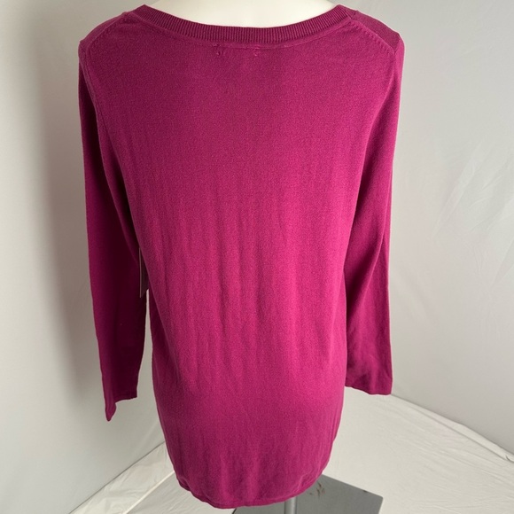 H by Halston magenta high-low scoop neck long sleeve sweater M - Picture 4 of 10